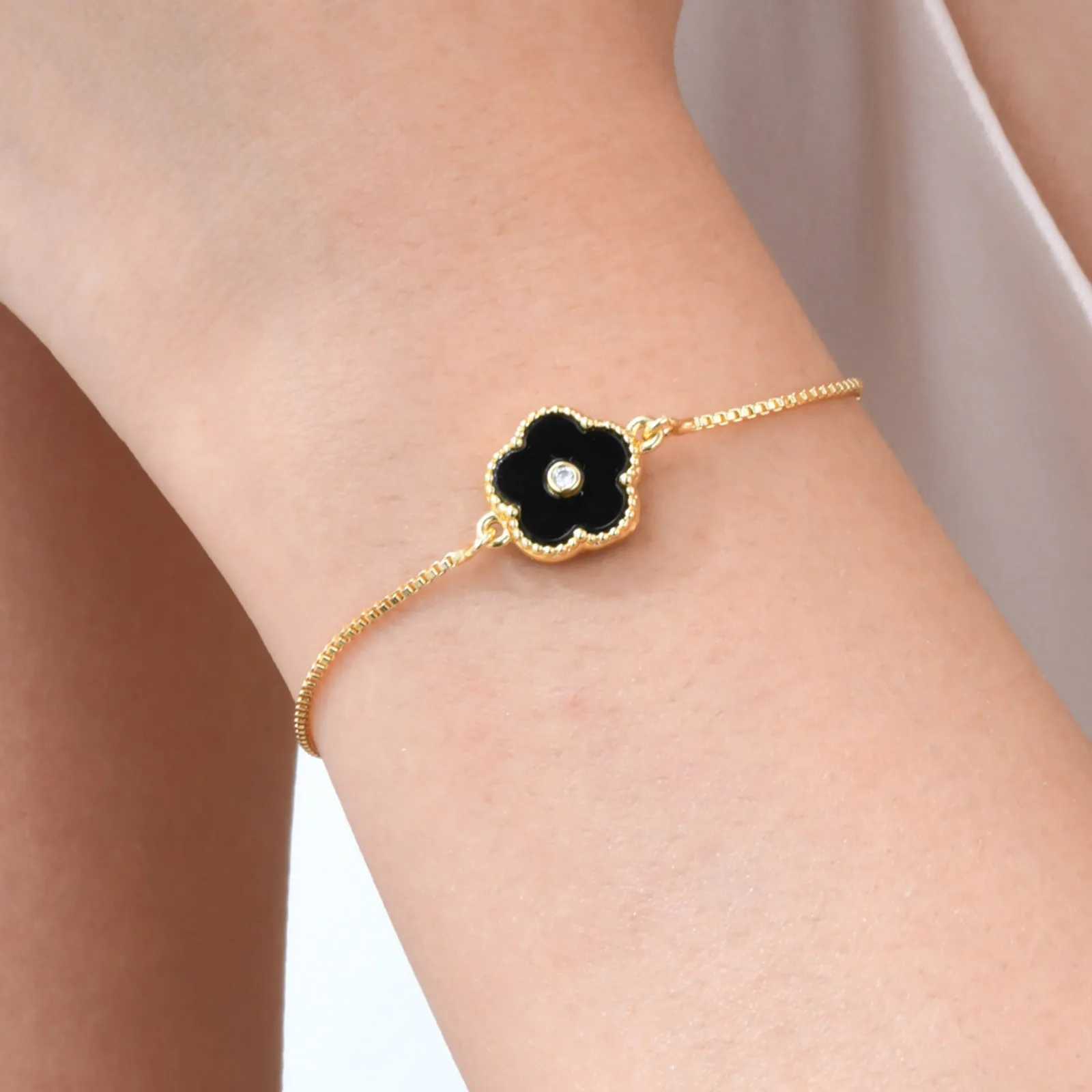 Prjewel Dainty Lucky Charm Bracelet Elegant Jewelry StainlESS Steel Colored Wer Wristband Zircon Tail Chain BraceletT250331