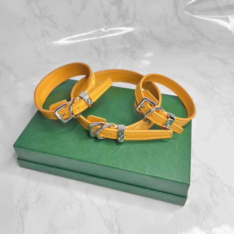 Designer Dog INS Style Printed Leather Collar, Premium, Padded, Strong, Adjustable for Small Medium Dogs, Heavy Metal Buckle, Ultra-Durable, XS Yellow
