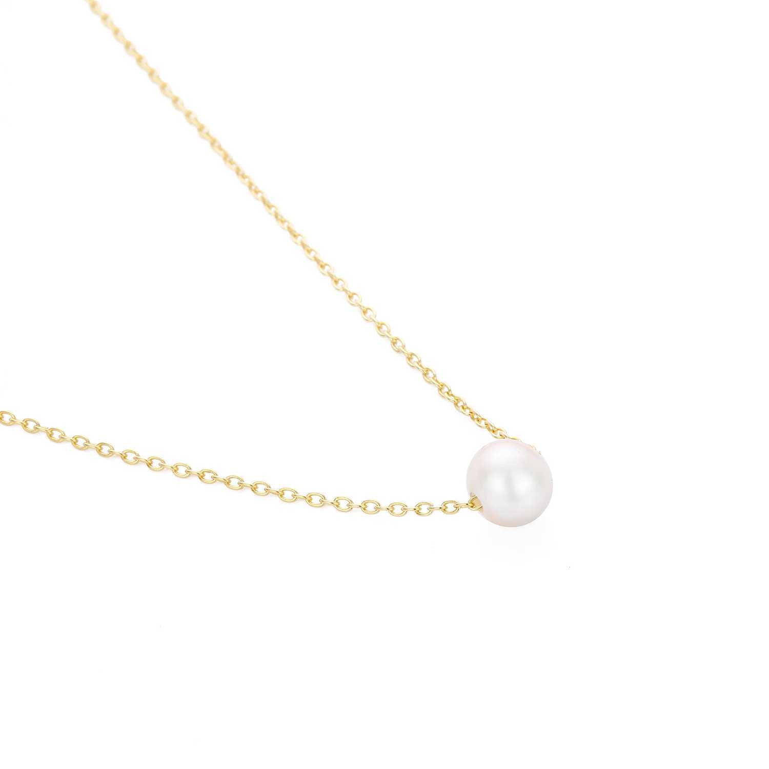 4MM Simulated-pearl Pendant Necklace for Women Dainty Stainless Steel Gold Color Necklace Women Z250331