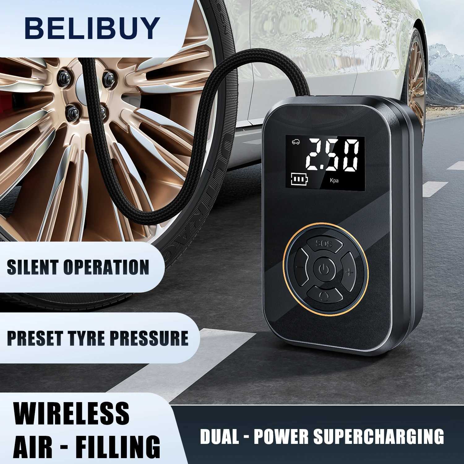 Belibuy portable tire inflator car tire inflator with digital display electric inflator mini bicycle air pump M250331
