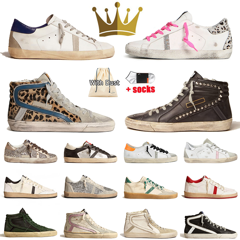 Luxury designer sneakers leopard print goldenstar mid star high top Slide doold dirty sports men women famous casual shoes platform flat chaussure trainers size 46