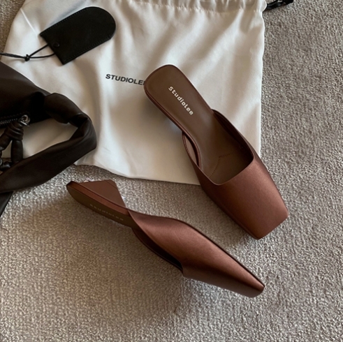 Women's Mid-Low Heel Closed Square Toe Mules Slip On Backless Pumps Kitten Heels Comfortable Casual #ddmypanda