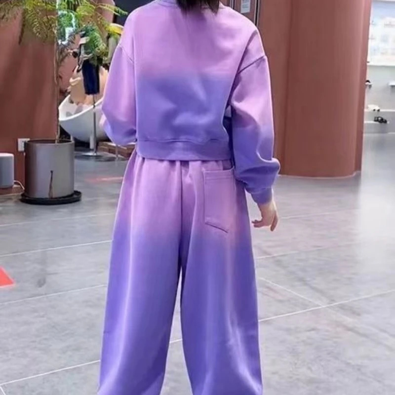 Autumn Youth Boys Clothing Set Childrens Girls Gradient Tshirt and Pants 2piece Top Fashion 250325z