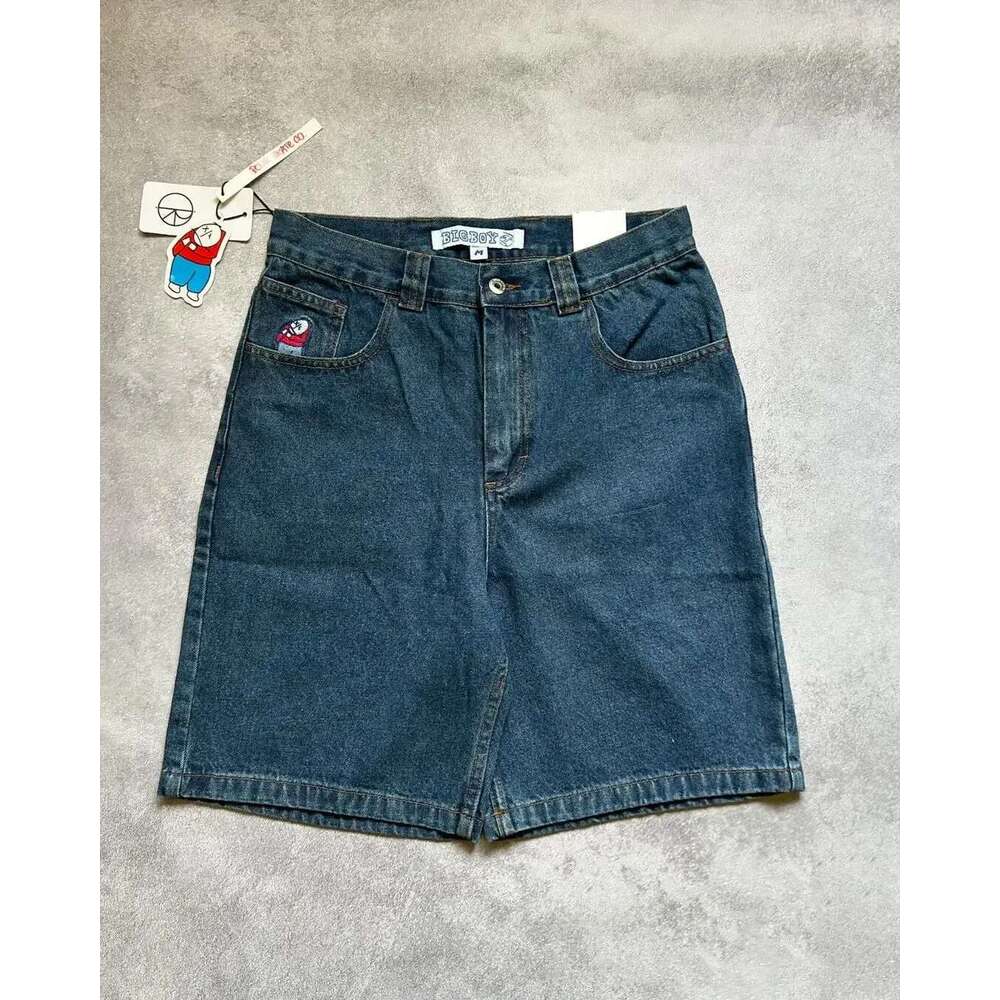 Haruku Y2k Polar Big Boy Dark Blue New Cartoon Embroidery Graphic Streetwear Baggy Jorts Gym Basketball Shorts Men