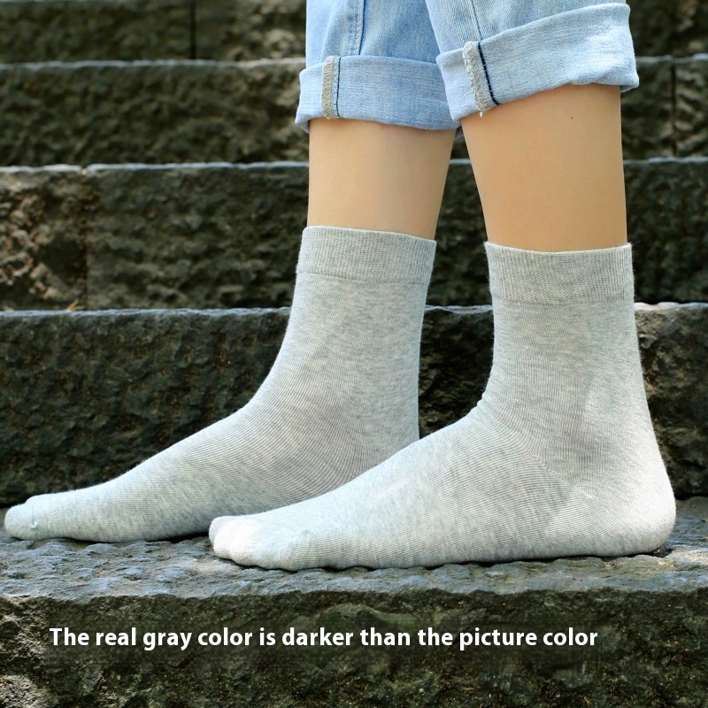 Solid color flat mid-calf casual business models suitable for all kinds of business casual sports people made of polyester A pack of 10 pairs