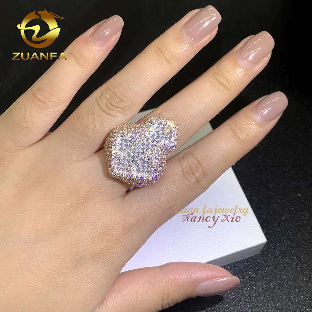 2 Color Cross Ring Hip Hop Jewelry S925 Vvs Moissanite Diamond Iced Out Ring for Men Women