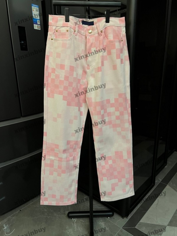 xinxinbuy Men women designer pant Water washed rainbow Gradient letters jacquard denim Spring summer Casual pants Black yellow Apricot S-XL