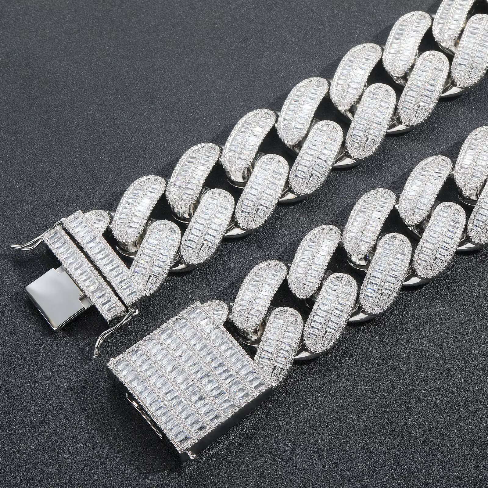 BES 40MM Men Hip Hop Jewelry Cuban Chain Bracelet Gold Plated Iced Out Cz Prong Cuban Link Chain Bracelet Diamond Cuban Chain