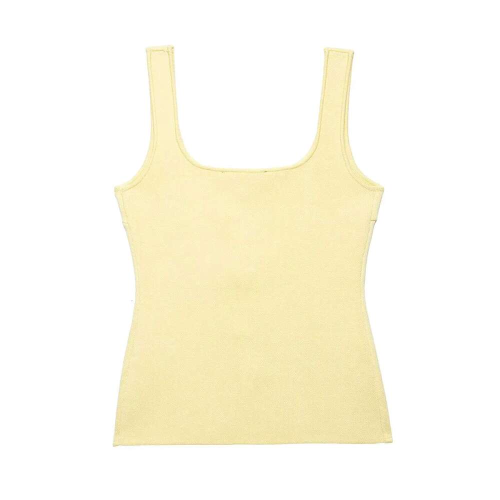 Zevity Women Basic Square Collar Knitting Sling Blouse Female Chic Sleeveless Buttons Design Vest Shirt Blusas Crop Tops Ls9040