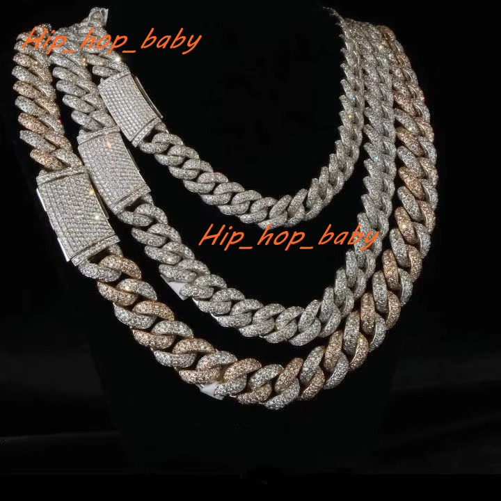 Luxury Cuban Link Chain S925 Custom Miami 12mm 14mm 16mm Hiphop Vvs Iced Out Moissanite Cuban Chain