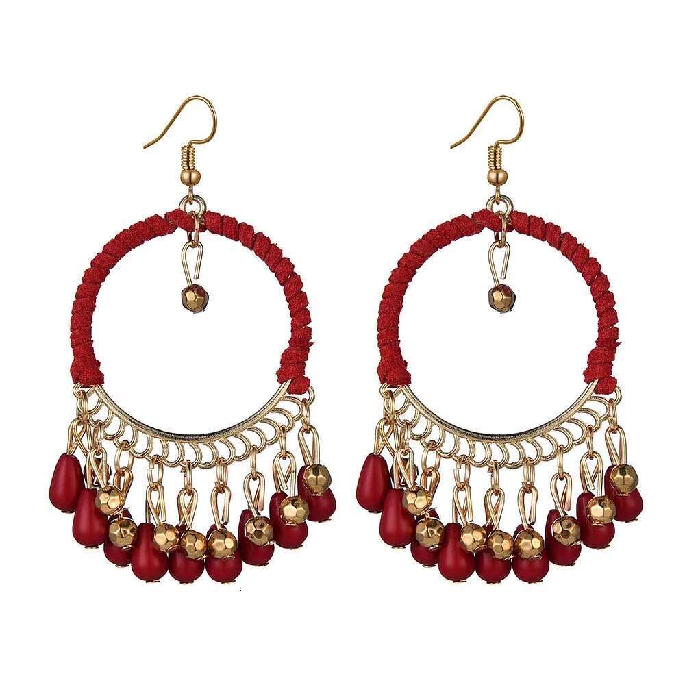 New Ethnic Round Braided Dangle Earrings For Women Bohemian Retro Tassels Drop Ear Jewelry Female Party Accessories