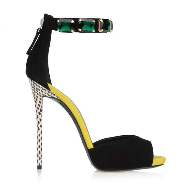Summer new rhinestone bag heel color matching sexy fish mouth sandals stin high-heeled banquet dress large size women's shoes