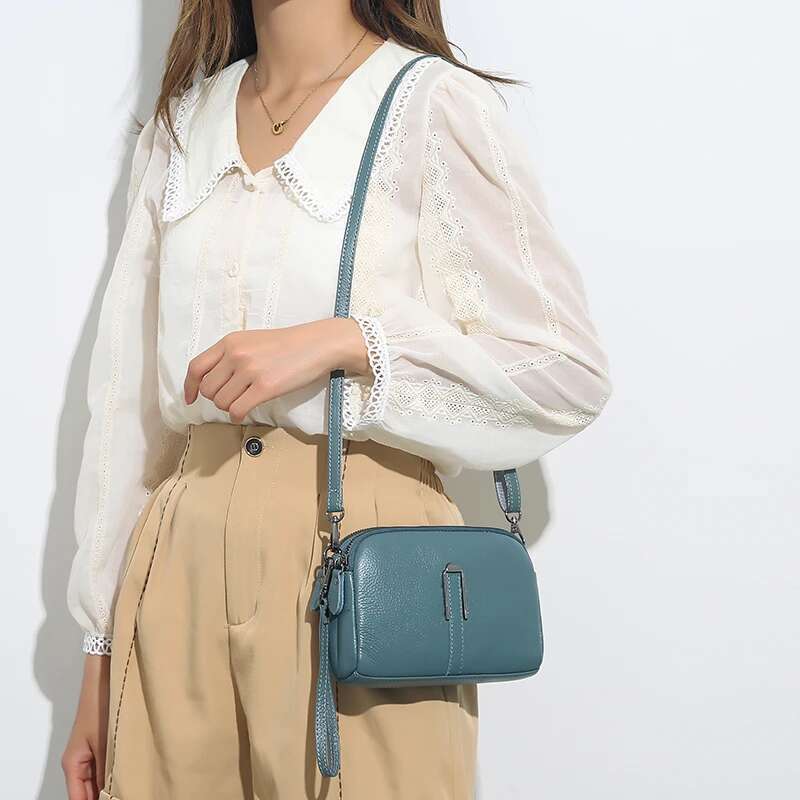 Genuine Leather Women's Crossbody For Woman Female Solid Color Clutch Phone Bags Shoulder Messenger Bag Sac