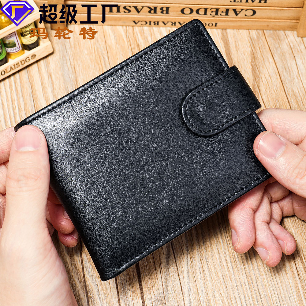 Malunte genuine men's short zero 2023 new multi slot leather top layer cowhide wallet for men