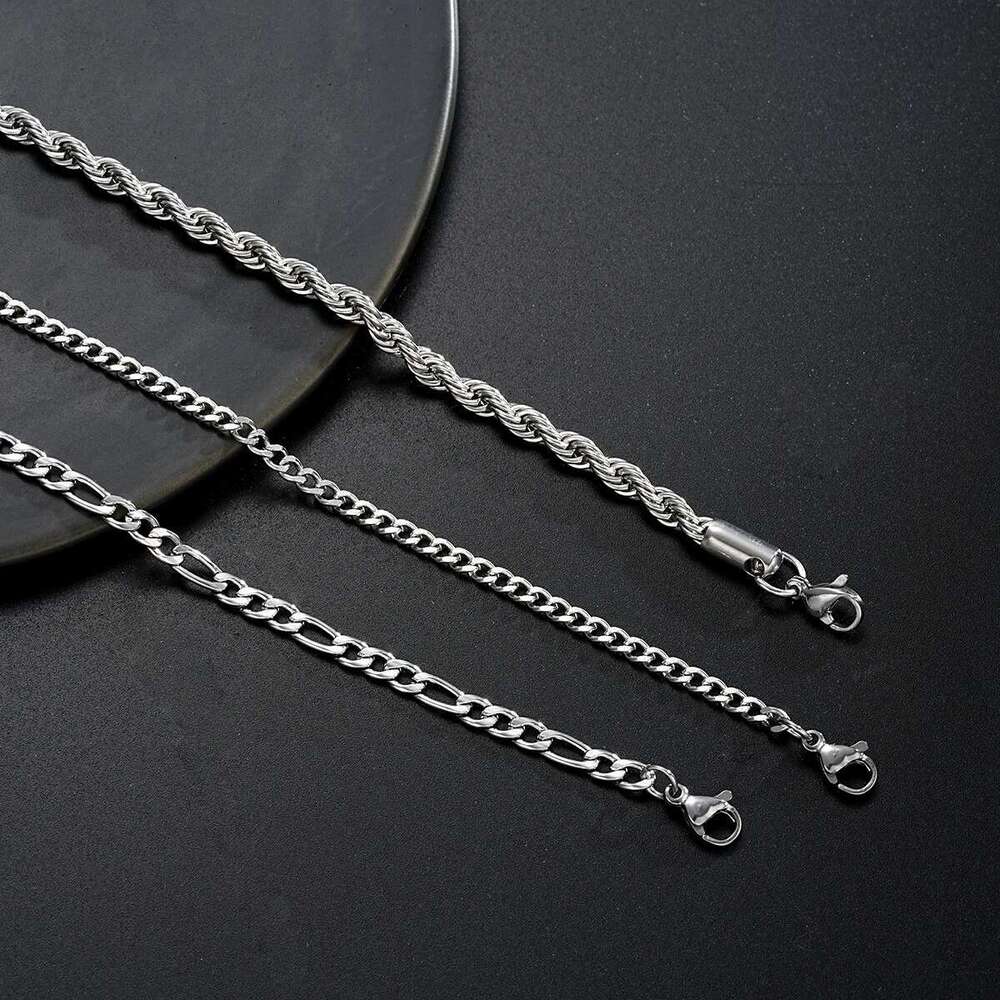 3Pcs/Set Stainless Steel Punk Cuban Chain For Men Minimalist Sier Color Hip Hop Bracelet Party Fashion Jewelry Gifts