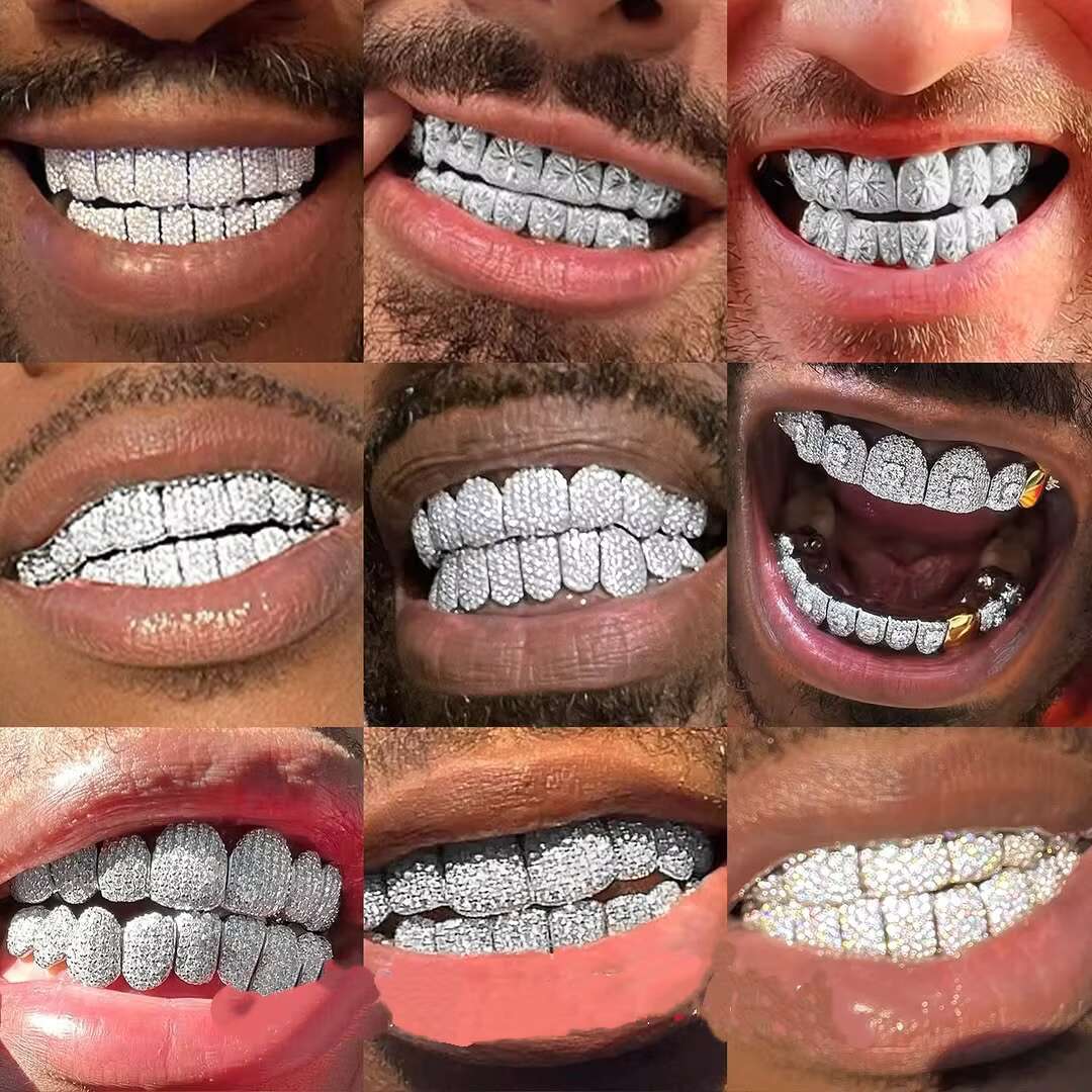 Custom Single Tooth Grillz Moissanite Perm Cut 14k 18k Real Gold 925 Silver 8 on 8 Grillz Vvs Moissanite Grillz for One Teeth