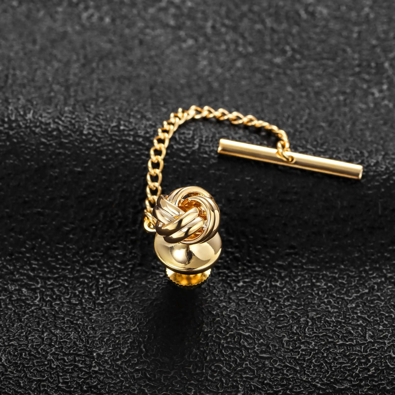 HAWSON Metal Knot/Kink Tie Tack with Guard Pin for Necktie Gold/Rose Gold/Imitation Rhodium Plated Tie Accessory Gift for Men 250420