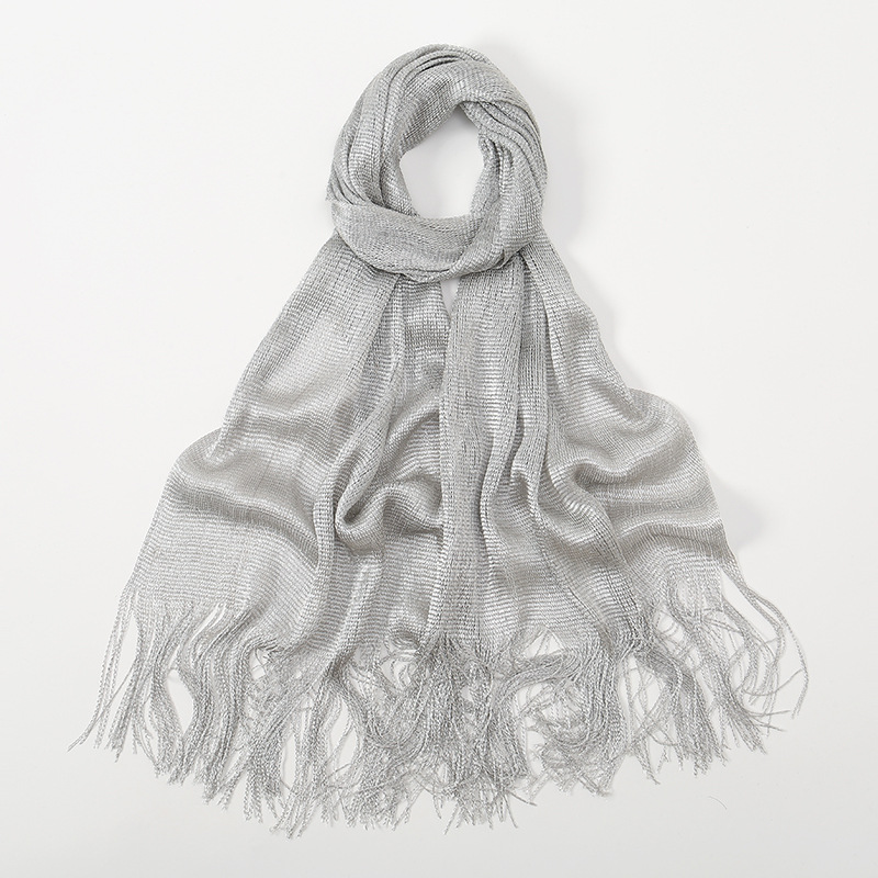 K588 Summer European and American new pure color all-match bikini shawl cross-border hot-selling gold and silver silk sunscreen outer shawl flat scarf