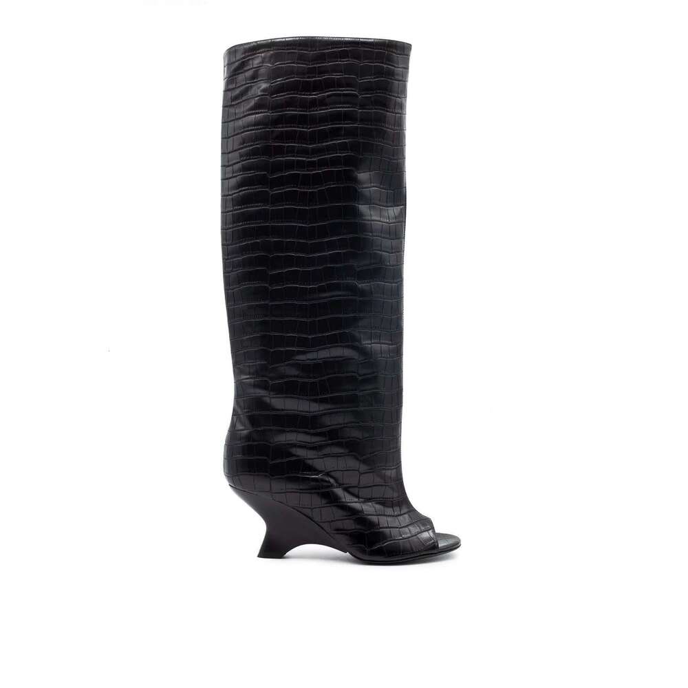 Fashion Versatile Open Fish Mouth High Heels Shaped Heel Casual Designer Unique Women Shoes Boots
