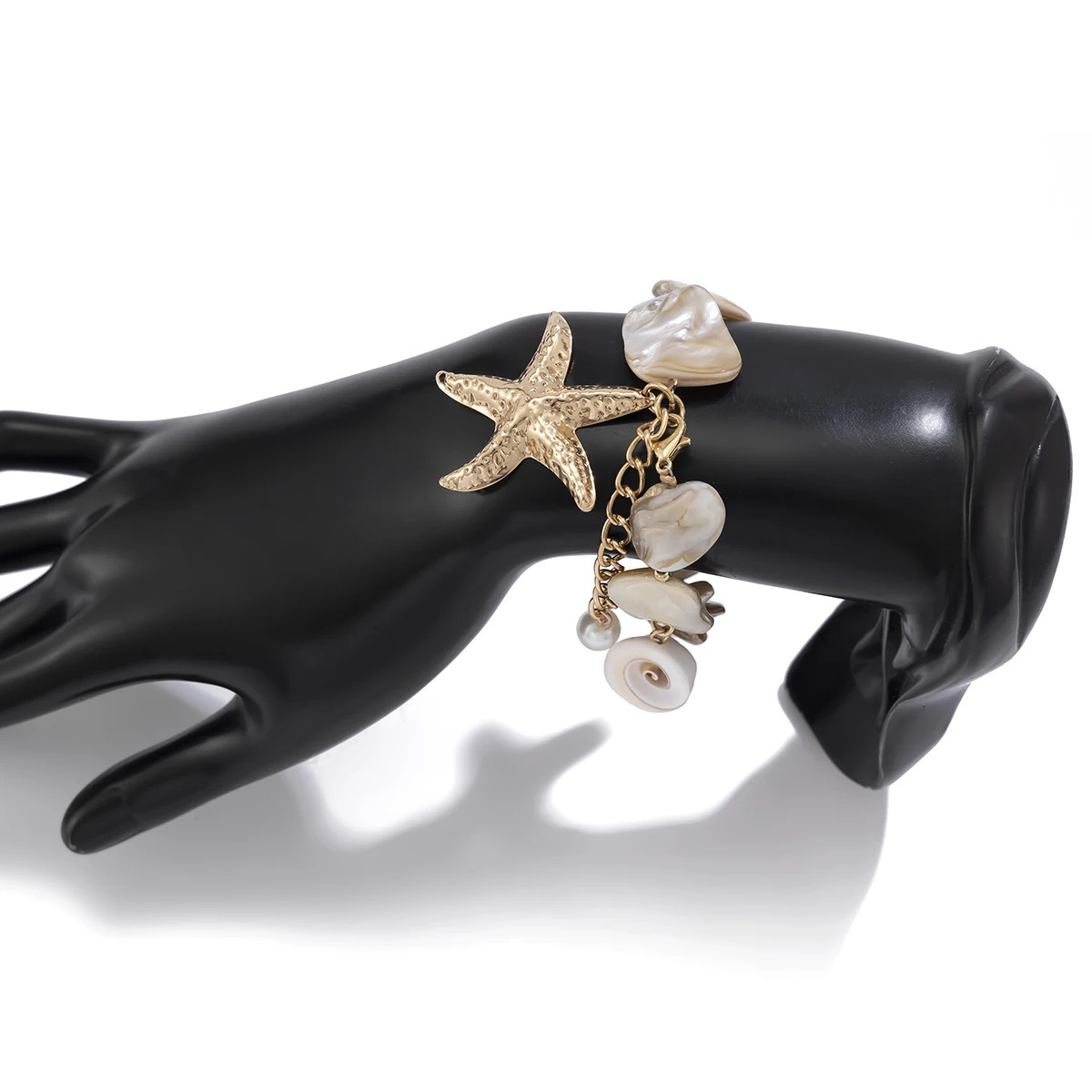 PuRui Bohemia Gold Oversized Star Pendant Bracelet Exaggerated White Stone Snail Womens Summer Beach Chain Bracelet 250428