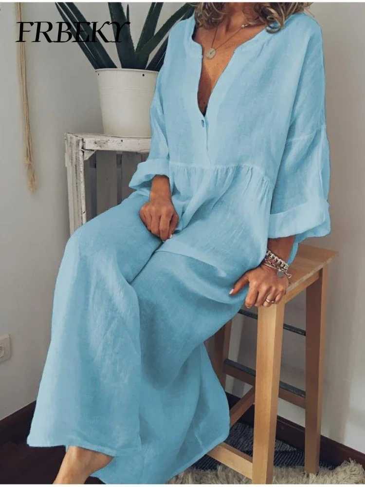 Womens summer outfit new V-neck big swing dress for women 2024 casual commuting office ladies Vestidos W250430