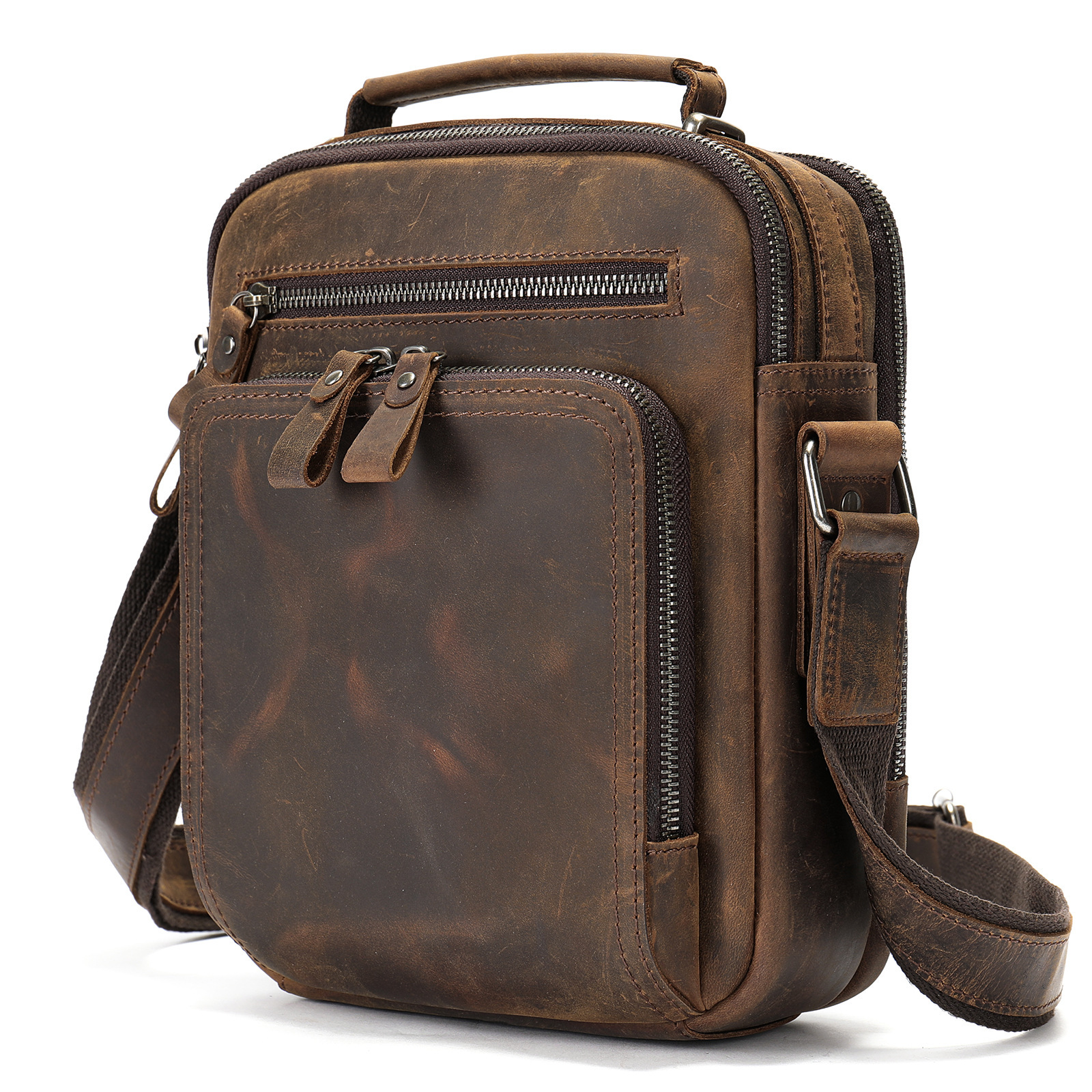 Malinte genuine Mad Horse leather bag, multifunctional cowhide iPad shoulder bag
