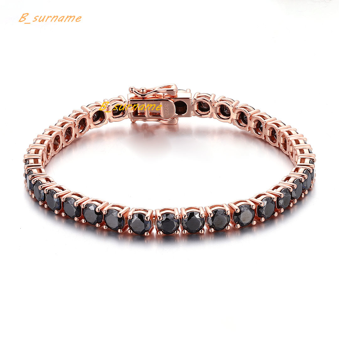 5mm Black Round Moissanite Gemstone Tennis Bracelet VVS Clarity 6.5INCHES with Double Clasp Security for Women Everyday Wearing