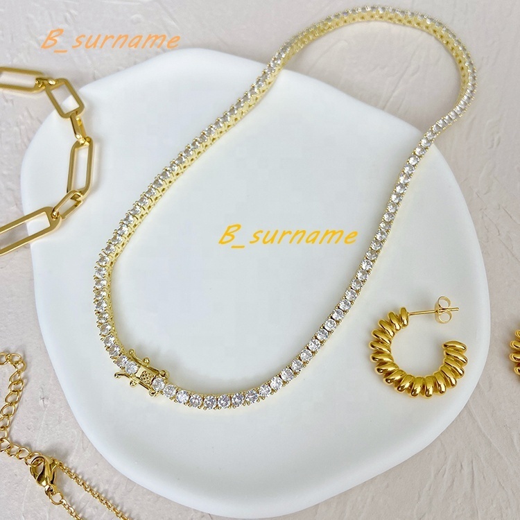 High Quality Tennis Chain Fade Necklace Titanium Steel Gold Plated 161820222430 Gypsophila Gemstone Fashion Jewelry 2025