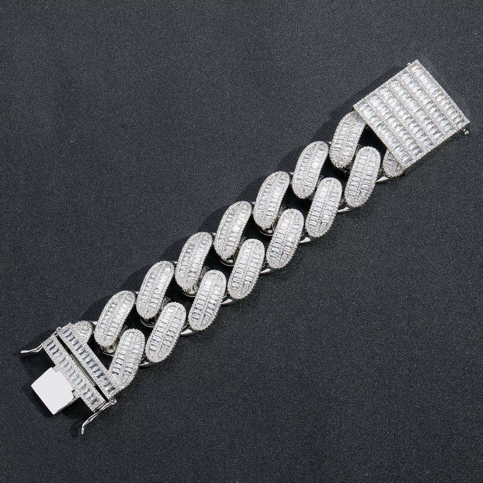 BES 40MM Men Hip Hop Jewelry Cuban Chain Bracelet Gold Plated Iced Out Cz Prong Cuban Link Chain Bracelet Diamond Cuban Chain