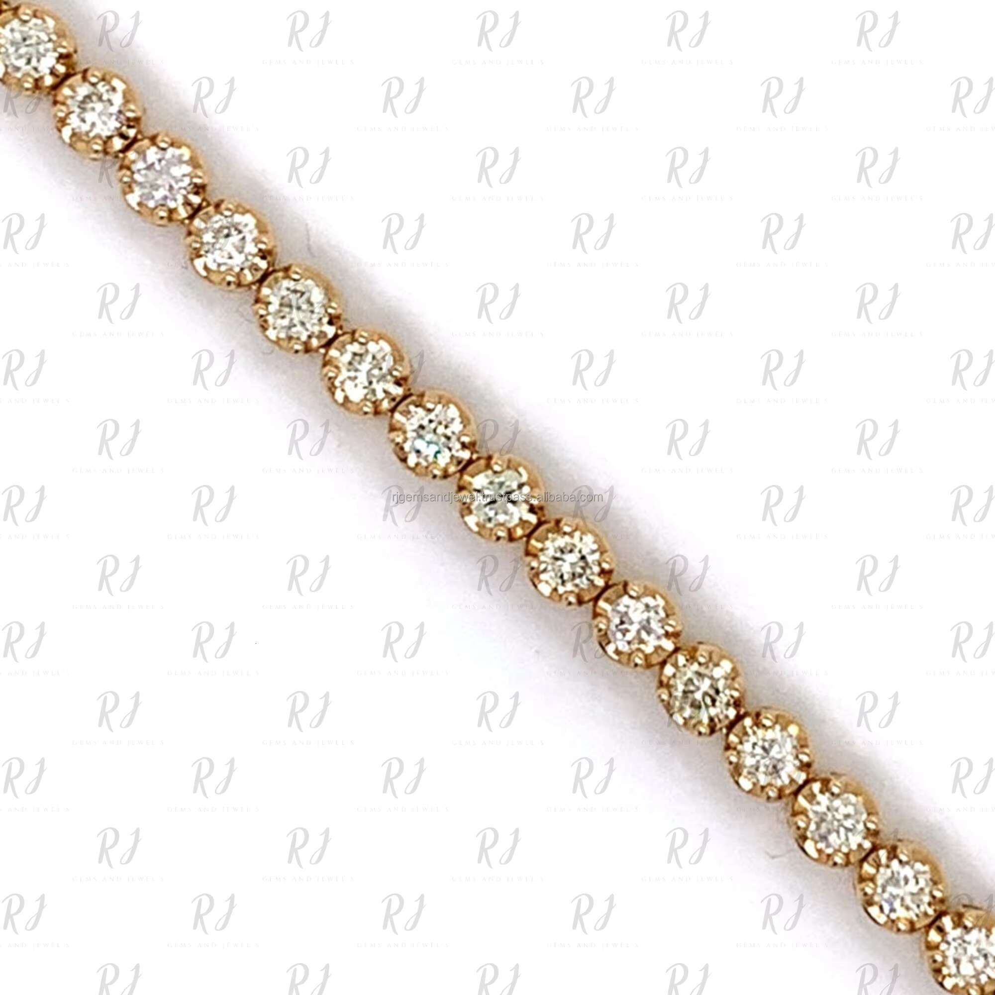 Moissanite Diamond Tennis Bracelet 10K Solid Gold Bezel-Set Tennis Bracelet With Round Brilliant Cut Diamond