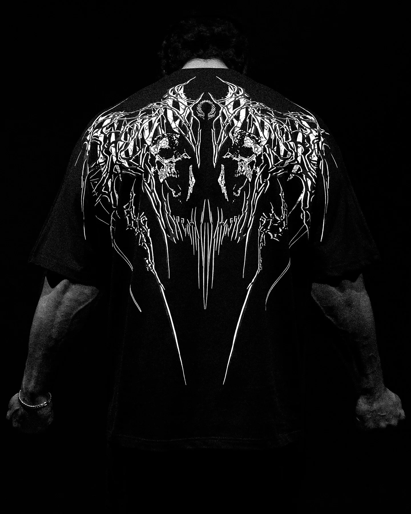 Y2K American Fashion Skull Pattern Tshirt Gothic Super Large Dark Style Top Harajuku Street Retro Short Sleeve 250430Z