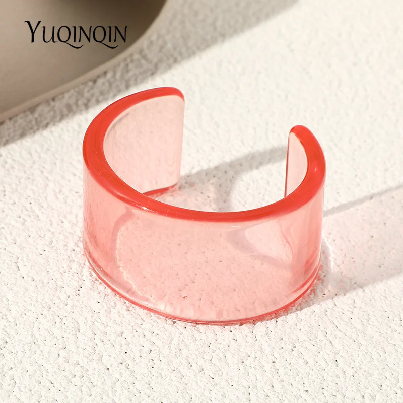 Colorful Transparent Charm Bracelet for Women Wide Indian Open Bracelet for Women Acrylic Fashion Jewelry 250425