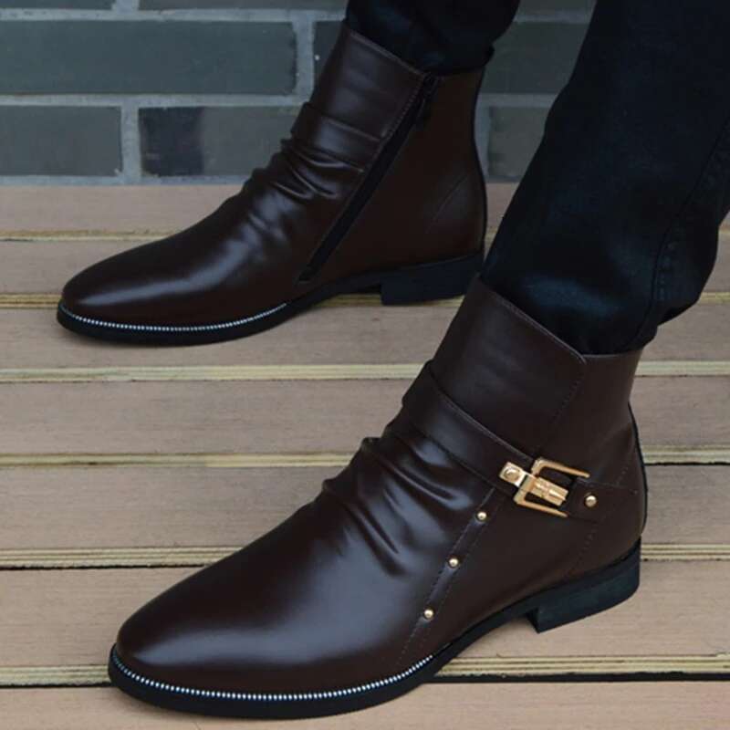 New Fashion Men Genuine Leather Men's British Autumn Winter Warm Plush Ankle Boots Man Casual Shoes Zapatos Man Hombre