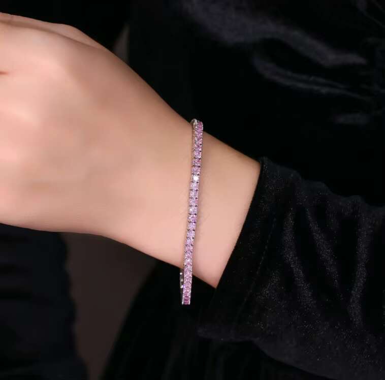 White Blue pink Zirconia Tennis Necklace 925 Silver Bracelet