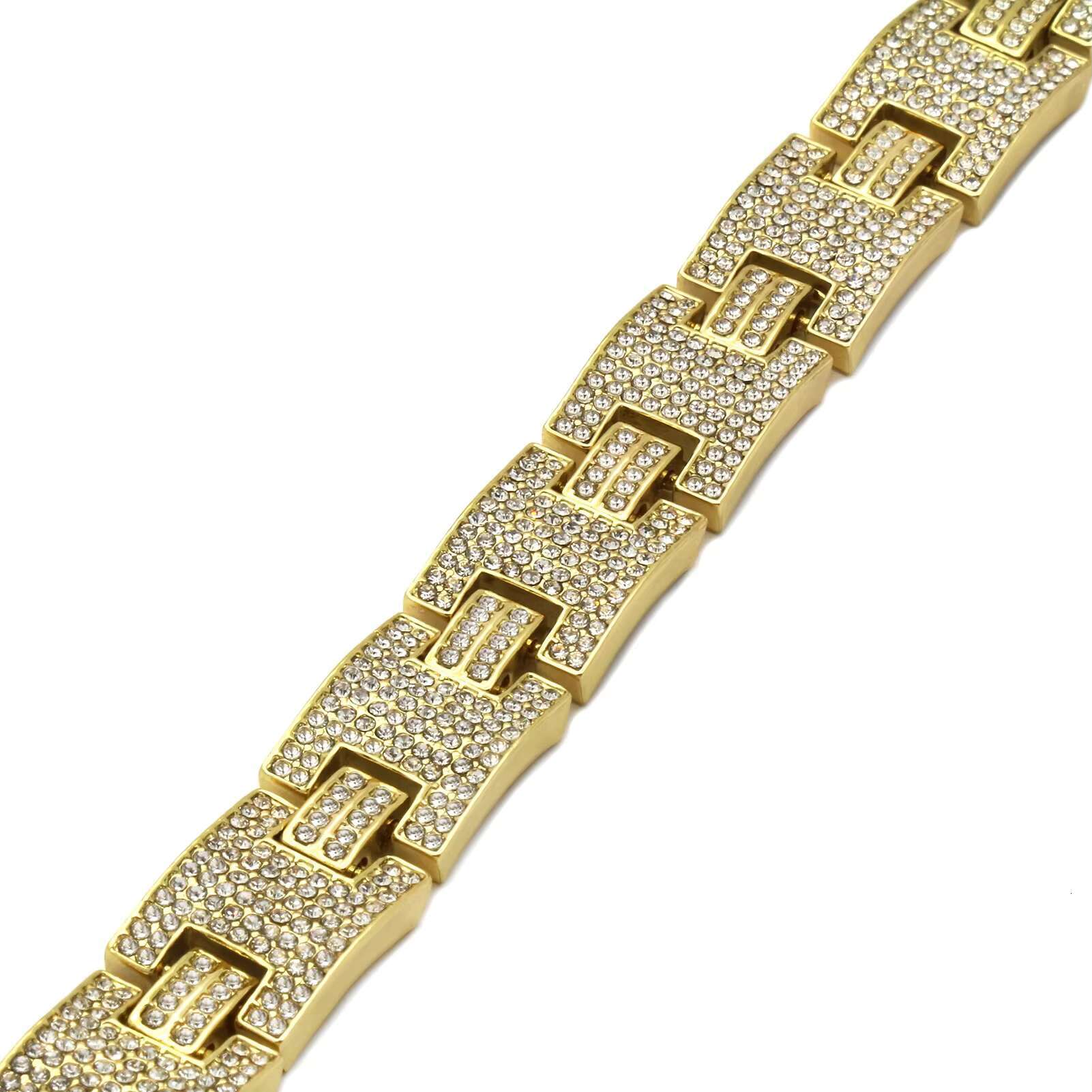 16 MM Iced Out Hip Hop Certified Gold Cuban Chain Link Real Diamond Bracelet Jewelry Gift for Your Husband