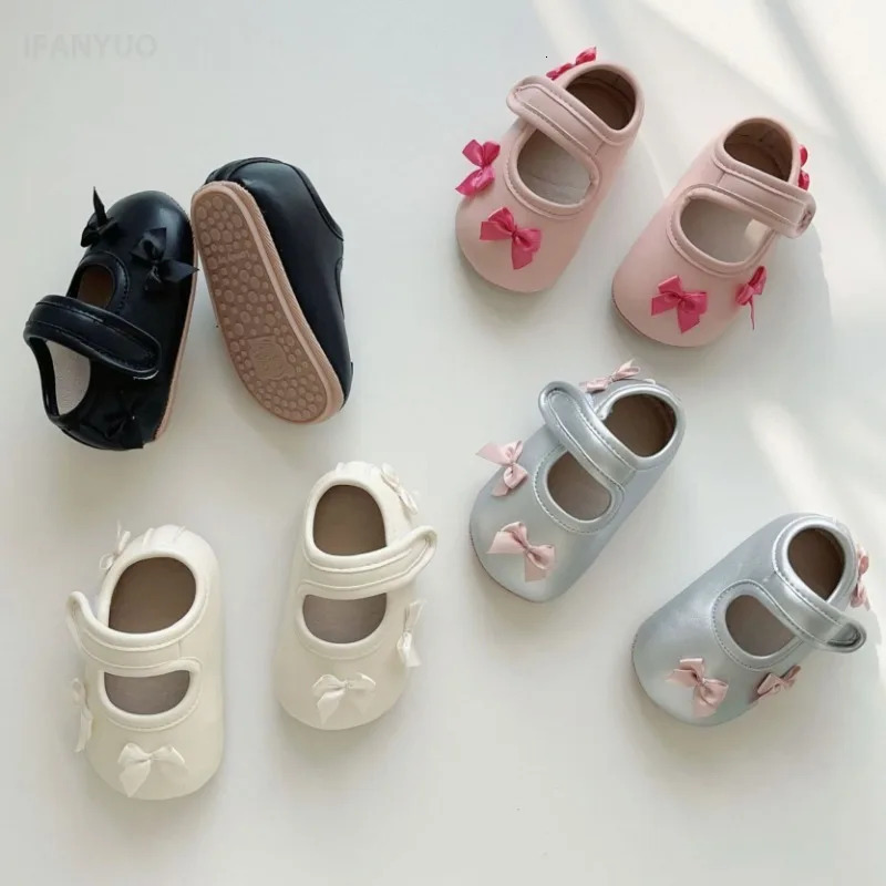 Baby walking shoes girls spring bow childrens anti slip soft soled shoes fashionable princess dress shoes 250430