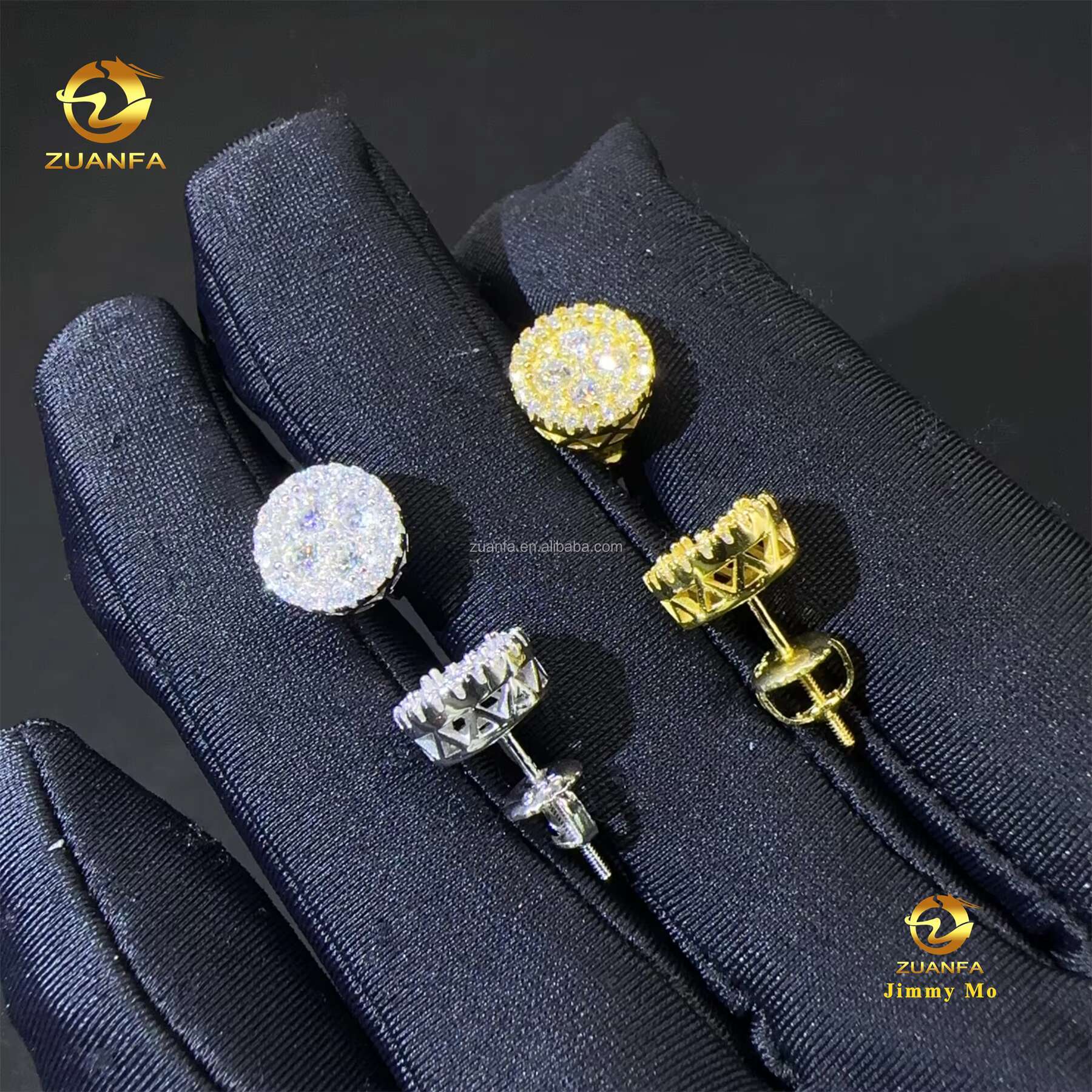 Best Selling Fashion Style Drop Shining Hip Hop Style 925 Silver Iced Out VVS1 Moissanite Diamond Stud Earrings Man Gift