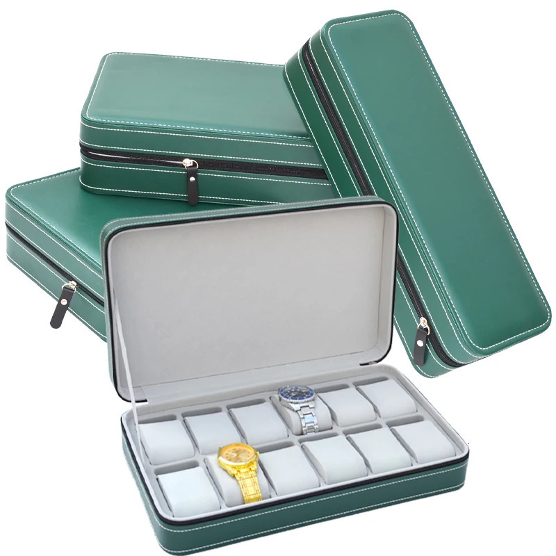 2/4/6/8/10/12 Slot Machine Watch Suitcase Organizer Portable Zipper Watch Case Bracelet Multi functional Display Box for Men and Women 250430