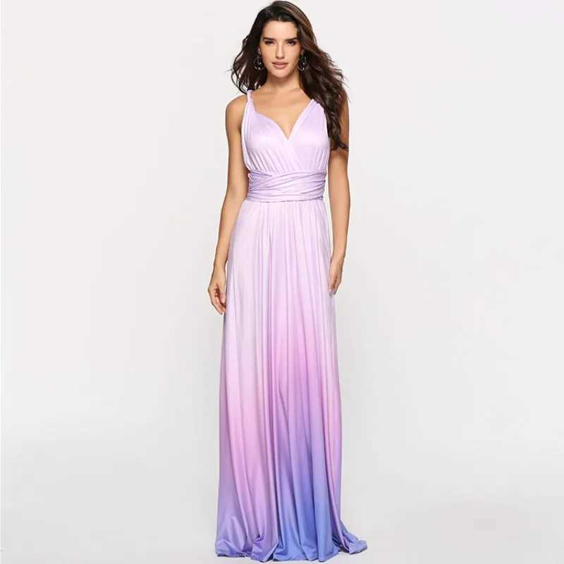 Summer fashion wear more legal wear cross backless sexy belt graduation ceremony color changing long skirt sexy dress W250430