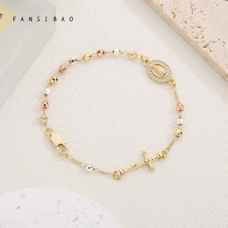 FanSibao Virgin Mary Rose Bead Bracelet Womens Bracelet Fashion Accessories Original Bracelet Jewelry 250428