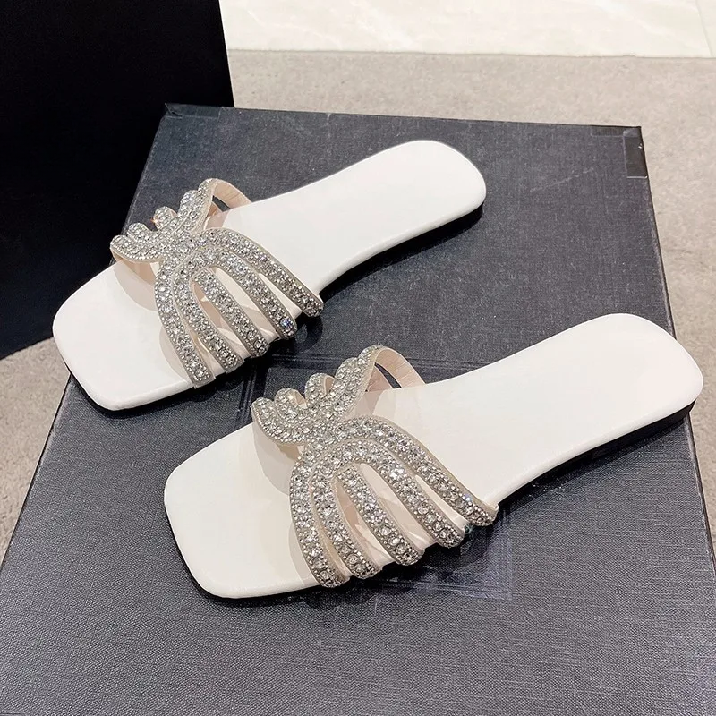 2025 New Striped Summer Flat Shoes Fashion Sliding Outdoor Designer Women's Casual Sandals Large 43 Women's Trendy Slippers