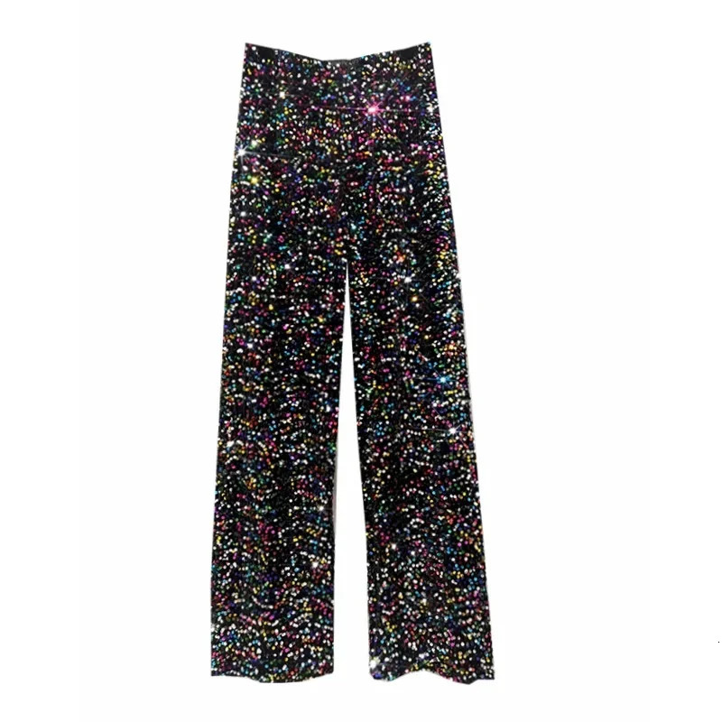 Spring Street Suede Shining High Waist Straight Pants Ultra Thin Womens Wide Leg 250428