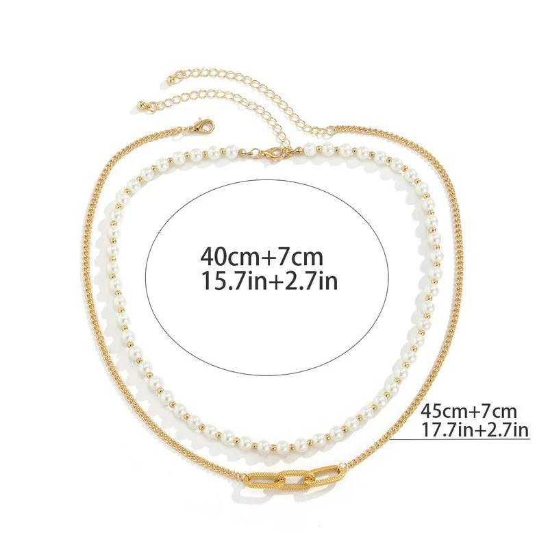 Punk hiphop necklace retro creative geometric n pearl chain personalized for women and men jewelry gift 250415