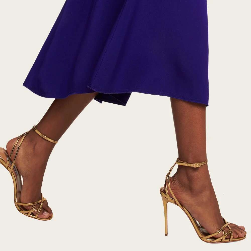 Summer Round High Heels Sexy Strappy Open Toe Buckle Strap Party Banquet Shoes Women Sandals