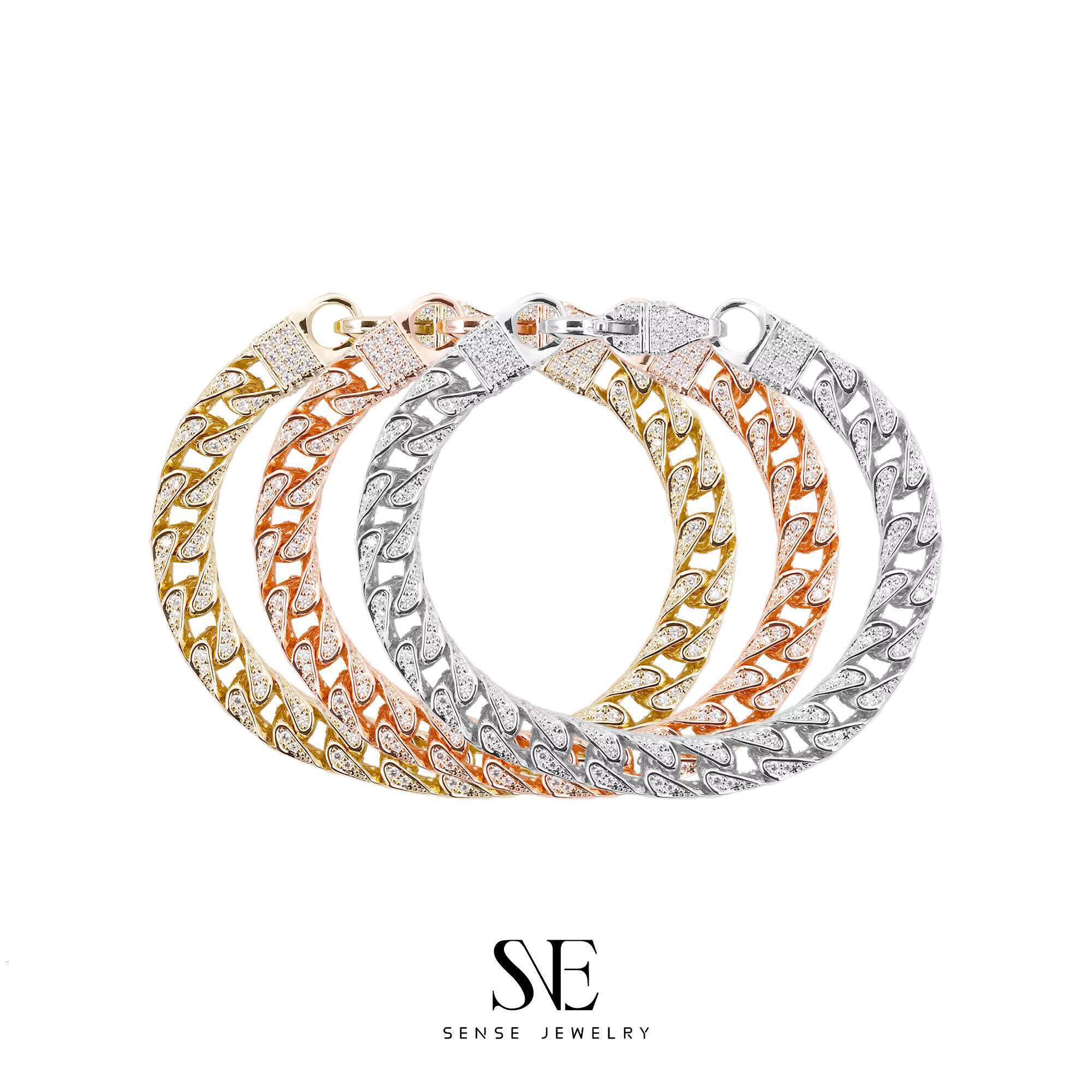 Mens Hip Hop Moissanite Jewelry Set Miami Cuban Link Bracelets and Bangles Unique Style for the Modern Gentleman