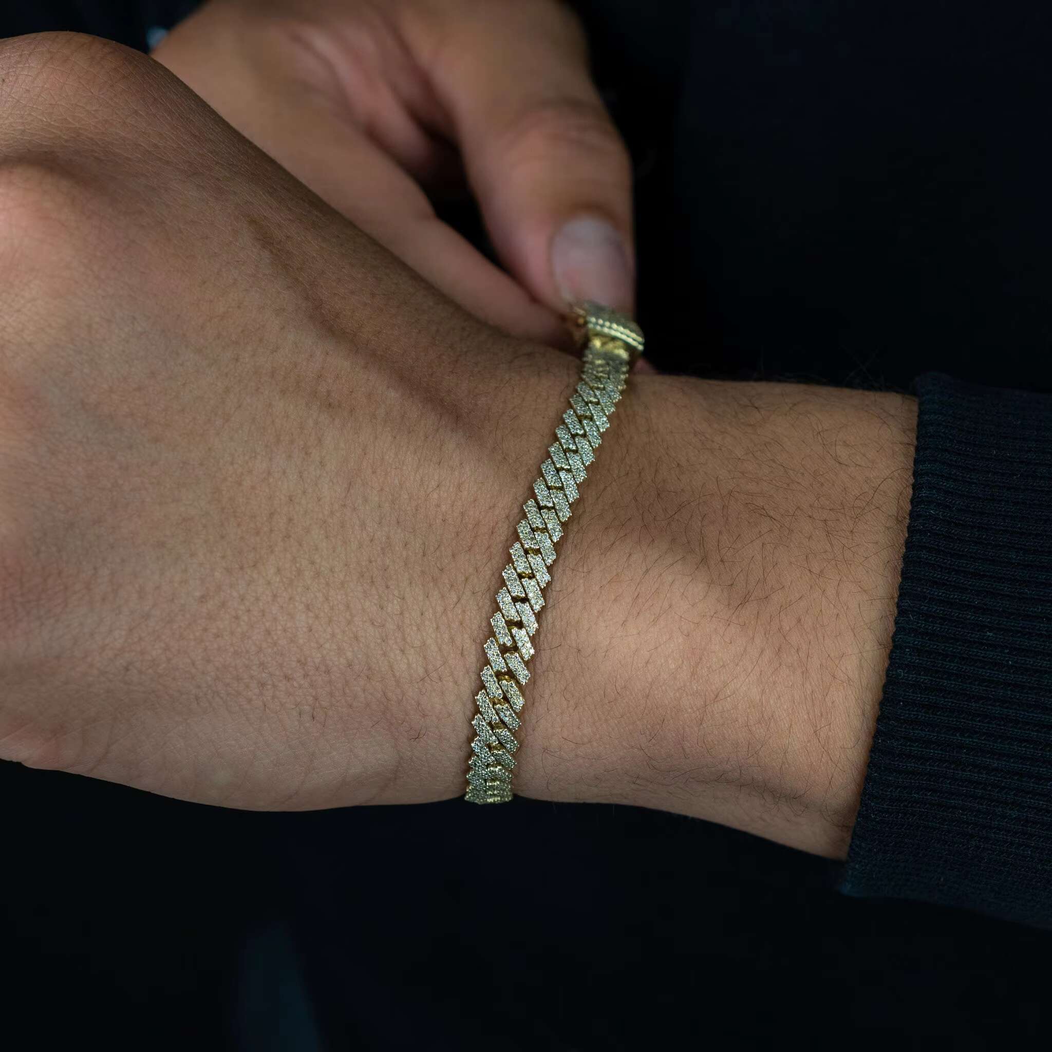 Two Row VVS Natural Cuban Link Chain Bracelet New Design Iced Out Diamond and Moissanite Bracelets From India