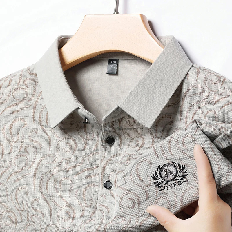 Summer Print Short Sleeve Polo Shirt for Men High end Casual Collar Half Sleeve T-shirt Bottom Top for Men 250428