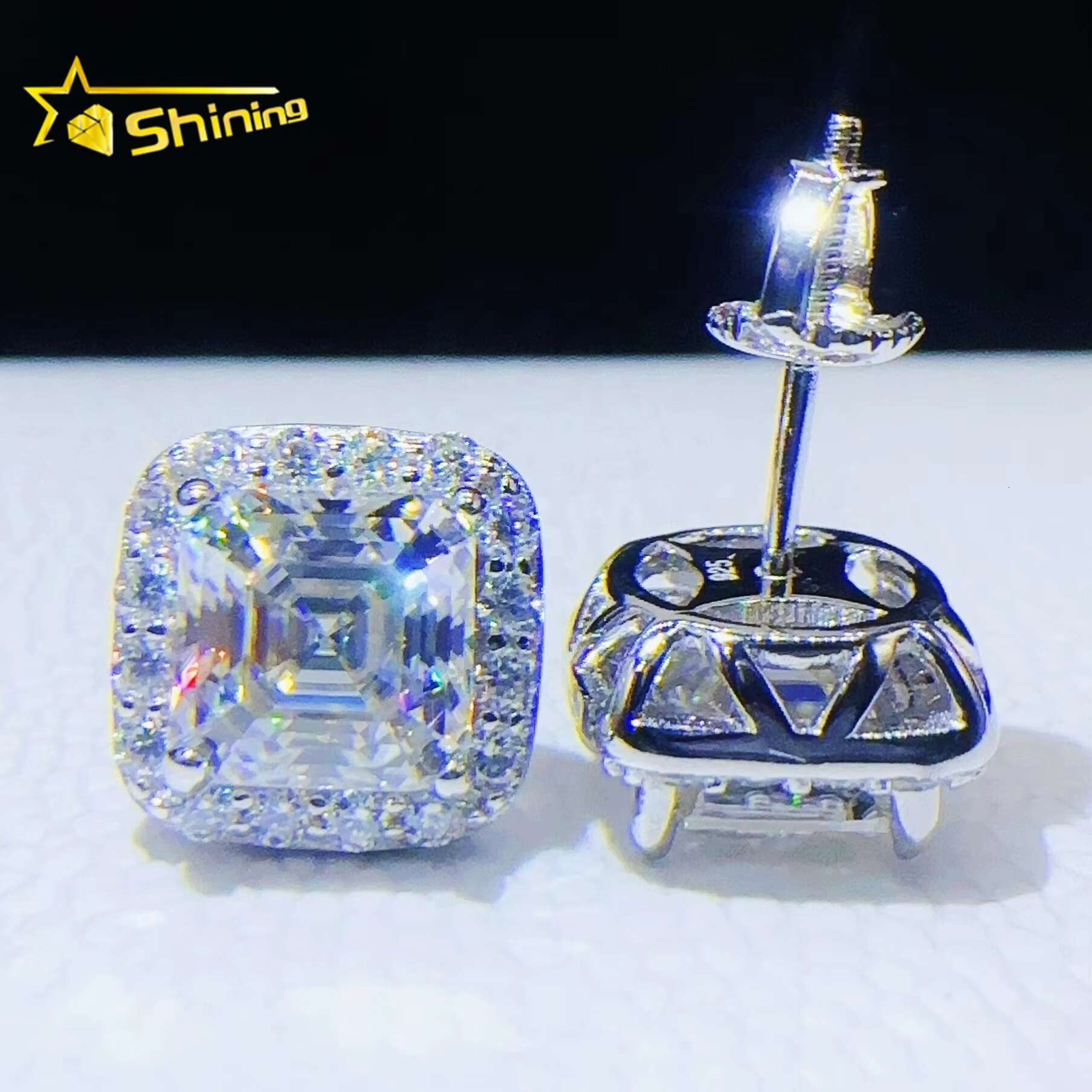 Pass Tester Diamond Earrings Hip Hop Jewelry Silver 925 Lab Diamond VVS Moissanite Iced Out Stud Earrings