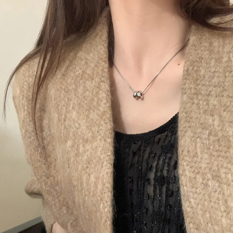 Fashion Color Crystal Circle 925 Pure Silver Womens Chain Necklace Jewelry Womens Gifts 250428