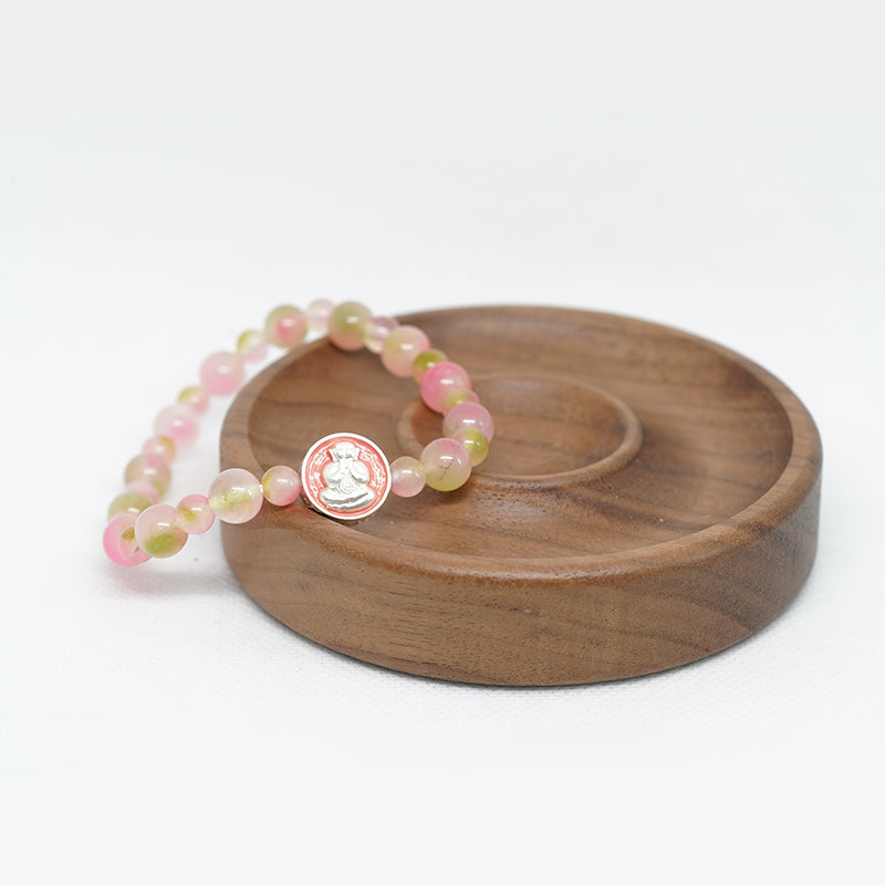 Energy-Focused Buddhist Symbol Jewelry with Pink Gemstone Embrace Joyful Vibration Daily Wear